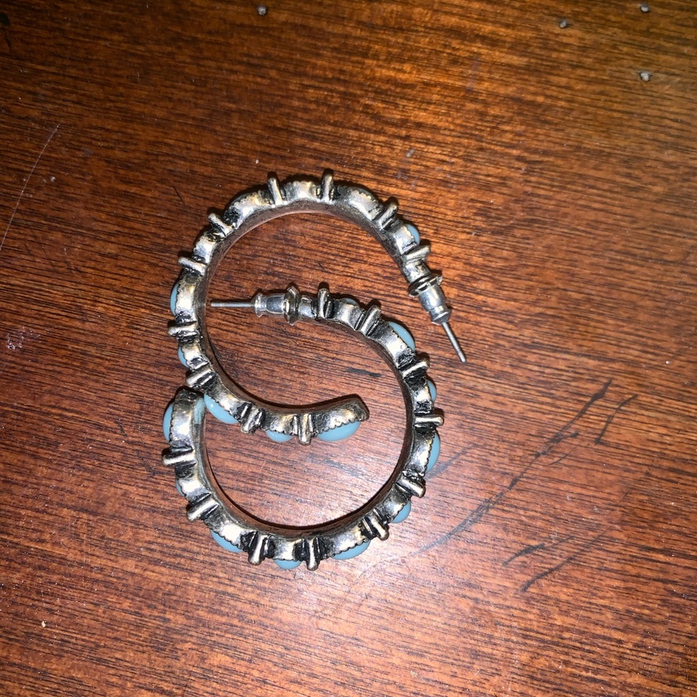 Beautiful turquoise/silver hoops from AE